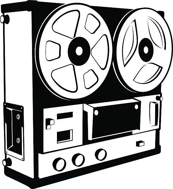 Vector illustration of Vintage reel to reel tape recorder