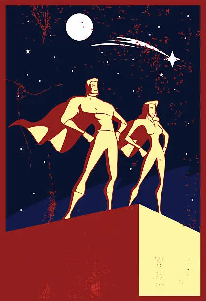 Vector illustration of Vector Propaganda Style Superhero Poster