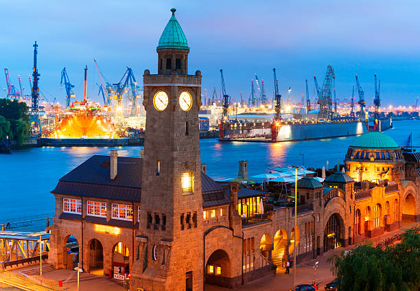 istock Hamburg Harbor Illuminated at Dusk 533460289