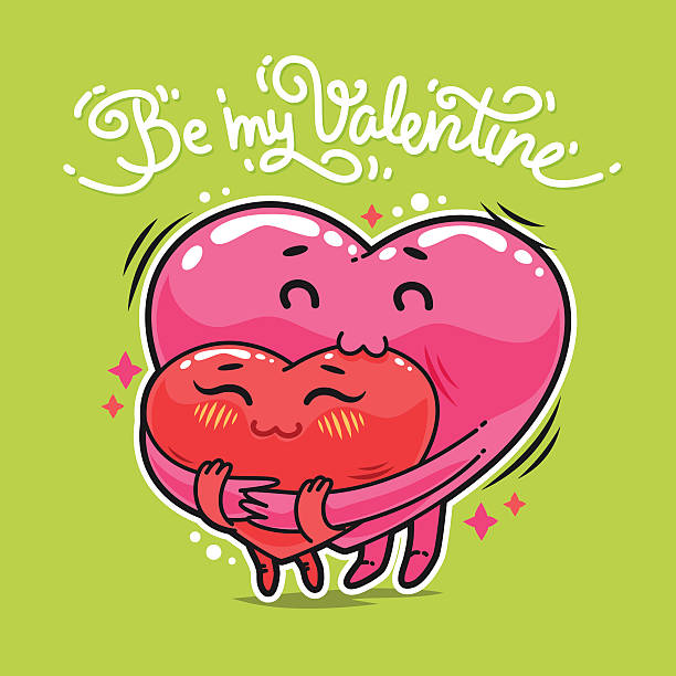 illustrazioni stock, clip art, cartoni animati e icone di tendenza di abbracciare san valentino cuori - illustration and painting valentines day individuality happiness
