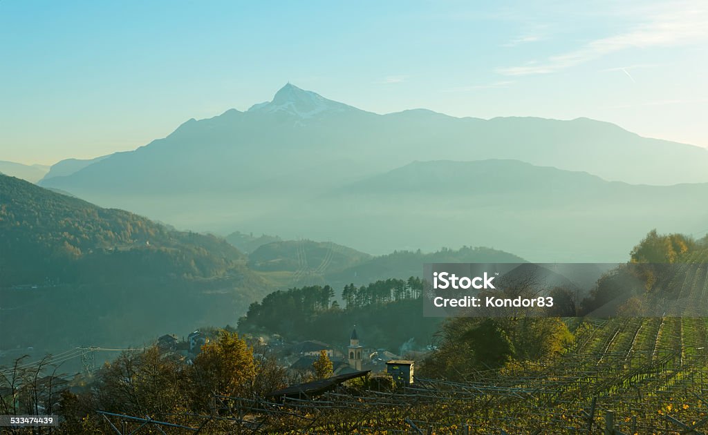 Small town in Trentino area, northern Italy Small town in Trentino area, northern Italy, Alps in the background Italy Stock Photo