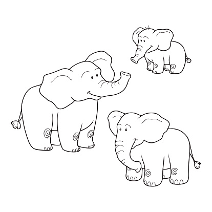 Coloring book (elephants), colorless set