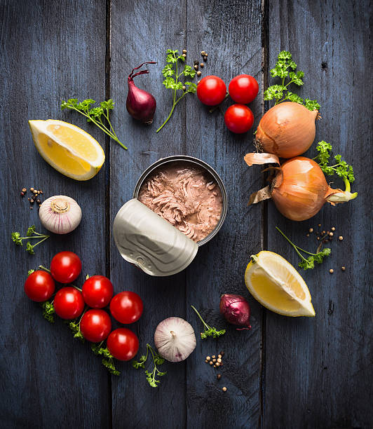 canned  tuna fish and ingredient for tomato sauce