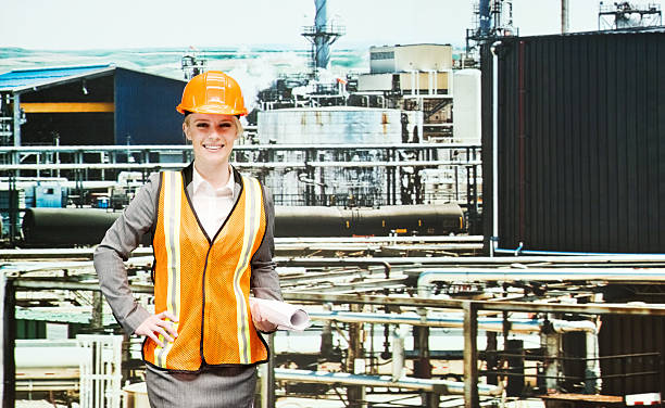 istock Female architect in the oil refinery 533475743