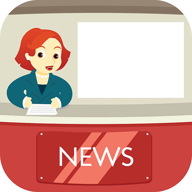 news anchor air - newspaper community journalist television stock illustrations