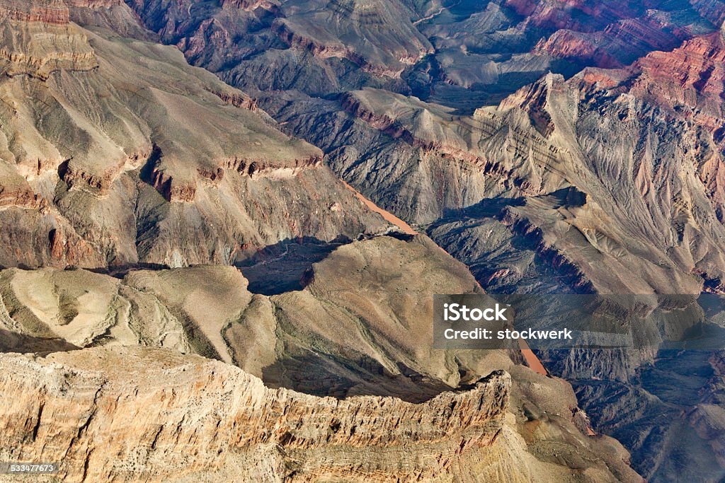 Grand Canyon Abstract View from a helicopter flying through the Grand Canyon 2015 Stock Photo