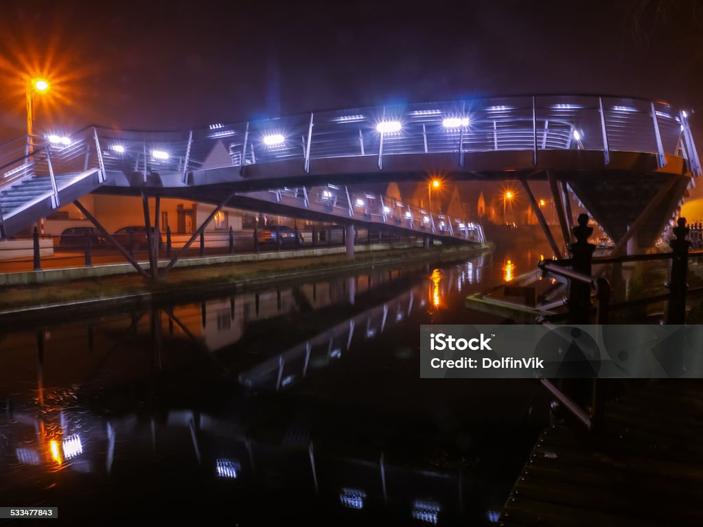 Pedastrian Bridge in Tullamore, Ireland at night Pedastrian Bridge in Tullamore, Ireland at night lights 2015 Stock Photo