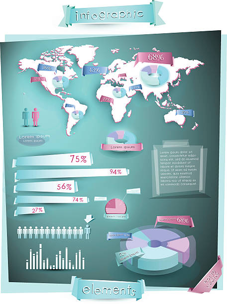 World map infographics vector art illustration