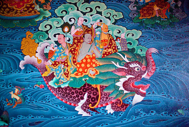Painted fresco at Tsechen Kunga Choeling Gompa in Muktinath, Nepal