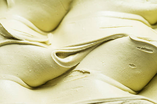 Close up of a light green surface texture of a pistachio Ice cream.