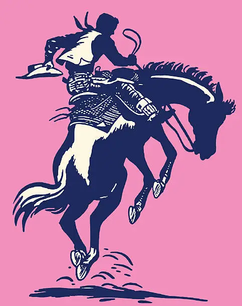 Vector illustration of Cowboy on Bucking Horse