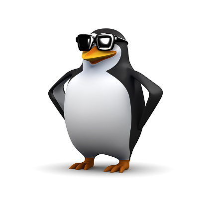 3d render of a penguin in sunglasses.
