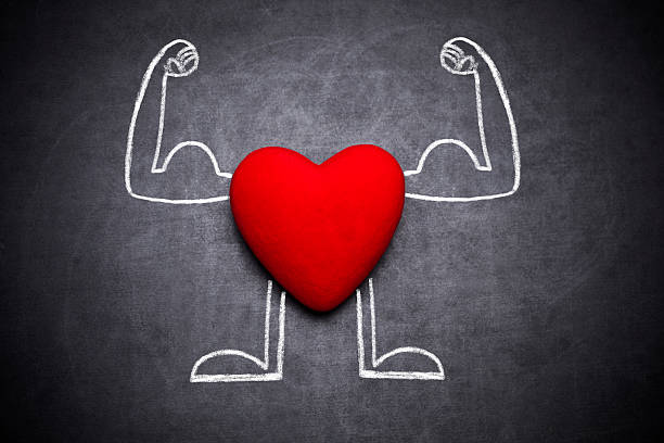 Healthy heart Healthy heart on blackboaed strength training photos stock pictures, royalty-free photos & images