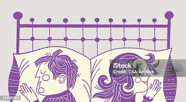 Couple Sleeping In Bed Stock Illustration - Download Image Now - Bedtime, Vector, Illustration