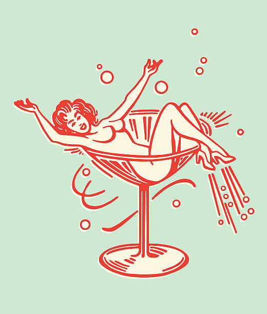 nude kobieta w martini szkła - nightlife dancing women sensuality stock illustrations