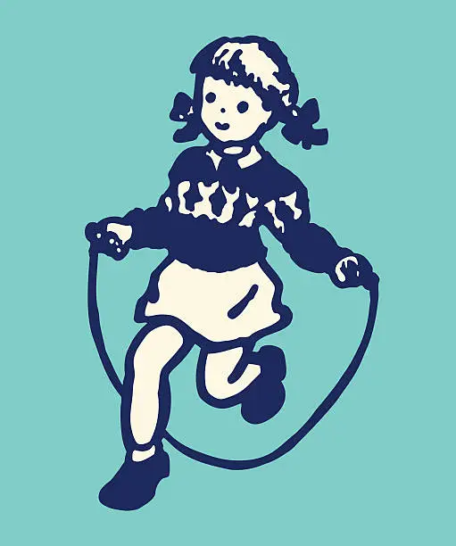 Vector illustration of Girl Skipping Rope