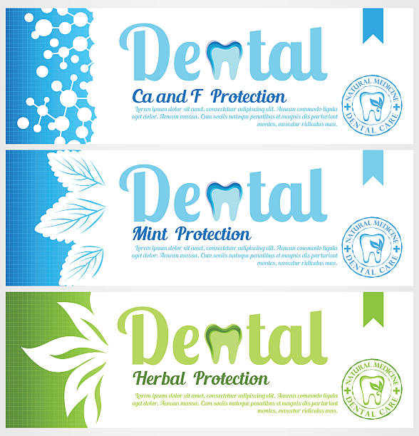 ilustrações de stock, clip art, desenhos animados e ícones de dentista banners horizontais. - dentist surgery dental hygiene using voice