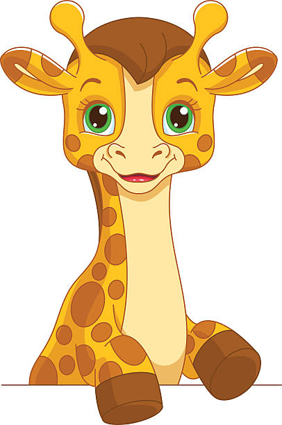 Baby Giraffe Portrait of a cute baby giraffe for the frame giraffe calf stock illustrations