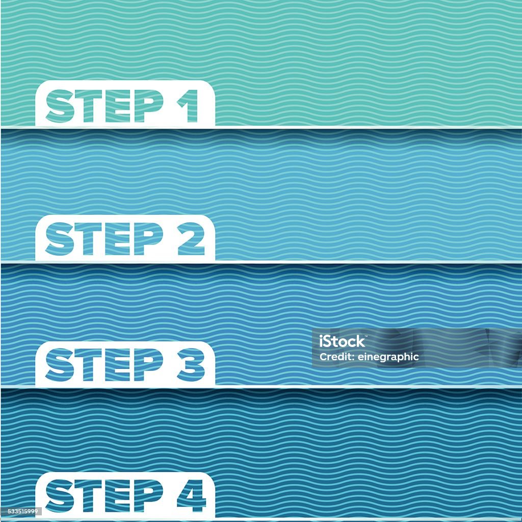 One two three four - vector waves progress steps 2015 stock vector