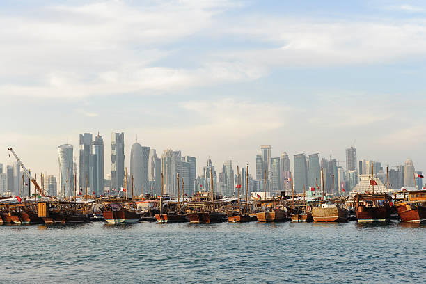 istock skyline of Doha 2015, at sunset 533516667