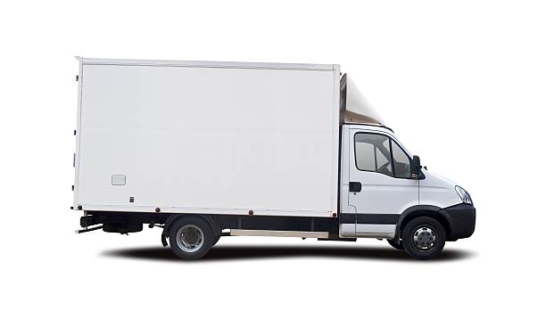 furgone bianco isolato - camion foto e immagini stock