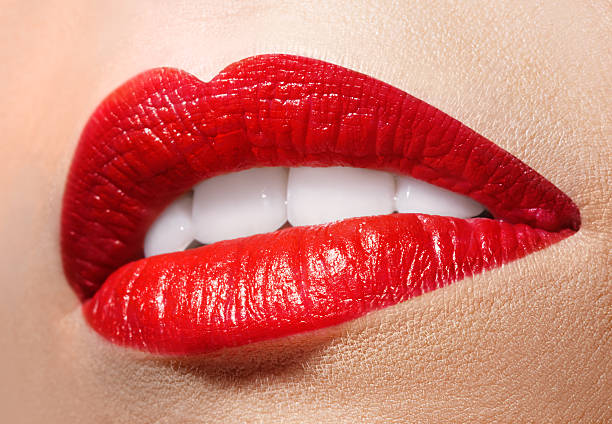 istock Sensual open mouth  with red lipstick. 533518705