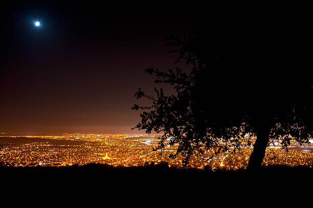 Moonrise over San Jose stock photo