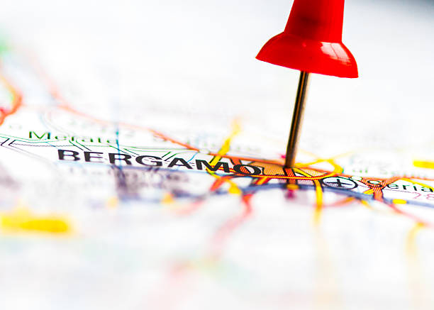 istock Close-up shot over Bergamo city On Map, Italy 533523009