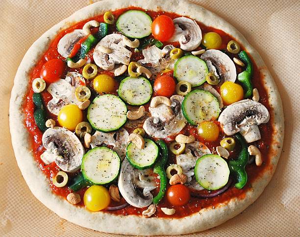 Vegan pizza before oven