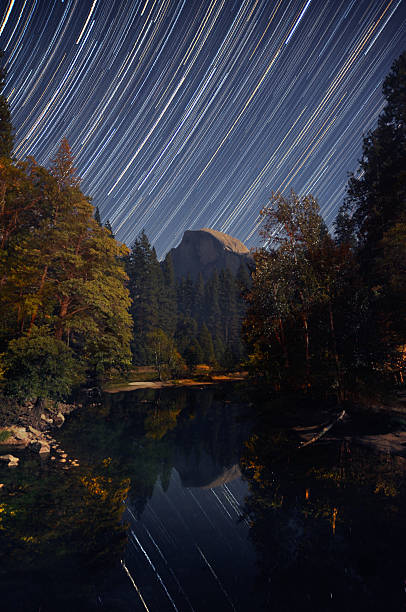 Stars over Yosemite stock photo