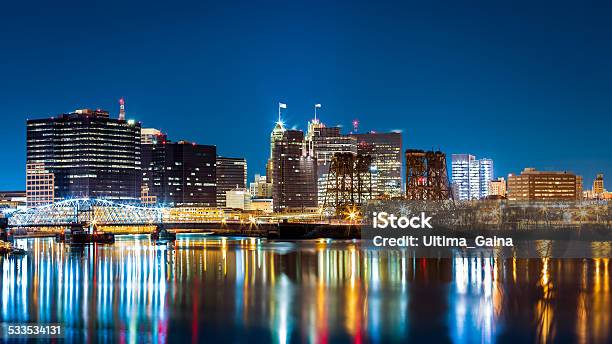 Newark Nj Cityscape By Night Stock Photo - Download Image Now - New Jersey, Newark - New Jersey, Urban Skyline