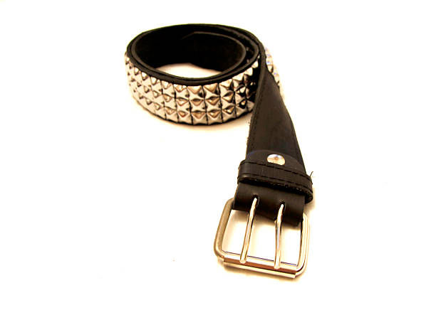 istock Black leather belt isolated on the white background 533534423
