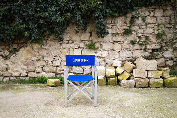 istock Blue Folding Chair for the Chairperson 533535749
