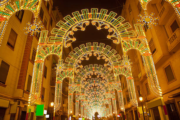 istock Beautiful night lights in Fallas fest of Valencia 533536991