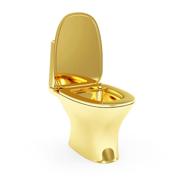istock Golden Toilet isolated on white background 533539687