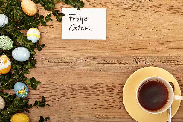 istock Easter decoration, card, Happy Easter and coffee cup 533552257