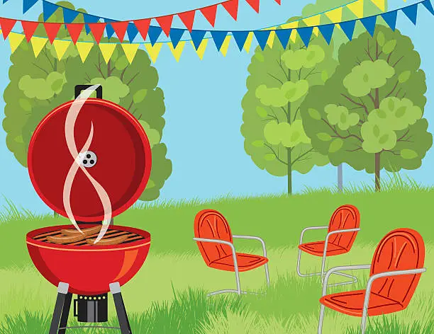 Vector illustration of Summer Park BBQ Background