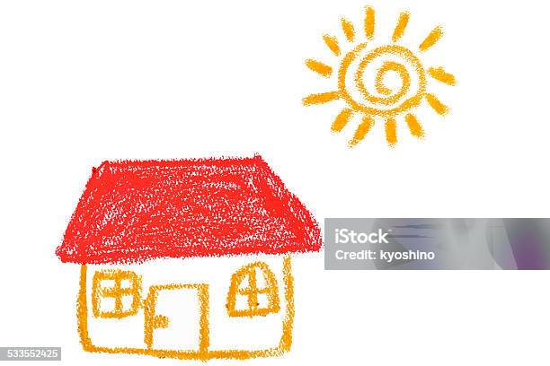 クレヨン画のハウスと太陽コピースペース付き - カットアウトのストックフォトや画像を多数ご用意 - カットアウト, 太陽, 太陽の光