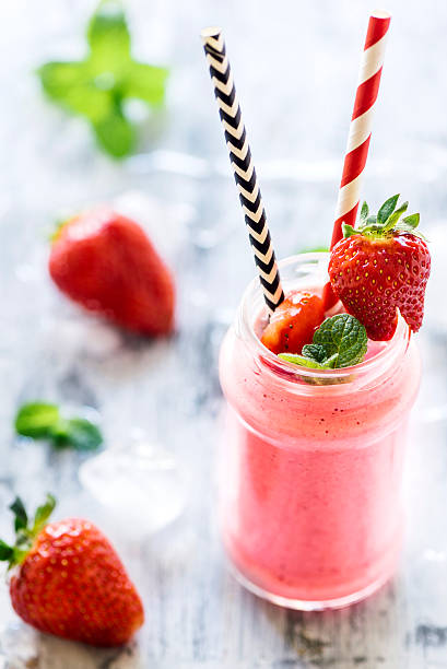 istock Strawberry smoothie in the jar 533552450