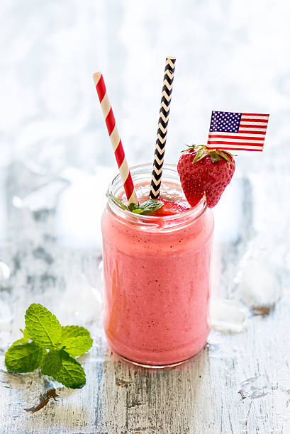 istock Strawberry smoothie in the jar 533552530