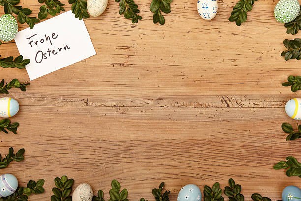 istock Easter decoration, card, Happy Easter on wood, copy space 533552701