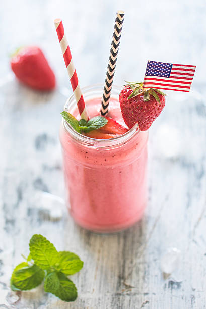 istock Strawberry smoothie in the jar 533552992