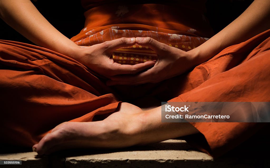 Meditation, looking for enlightenment Meditation, looking for enlightenment. Mindfulness concept. Zen-like Stock Photo