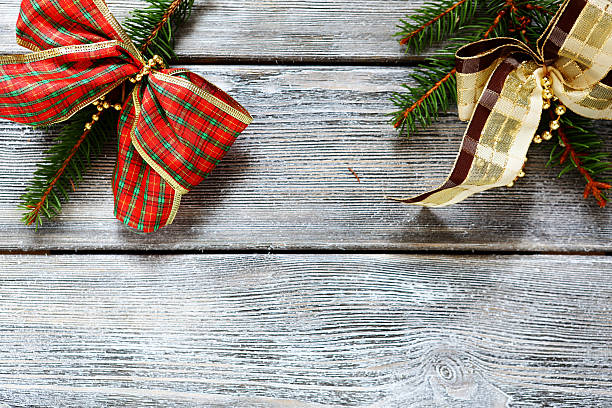 istock Decorative bows on wooden boards 533555761