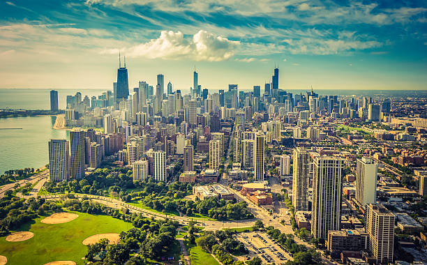 istock Chicago Skyline aerial view 533557292