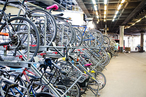 istock Two floors bicycle parking/rack full of bikes 533557430