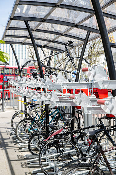 istock Two floors bicycle parking/rack with bikes 533557656