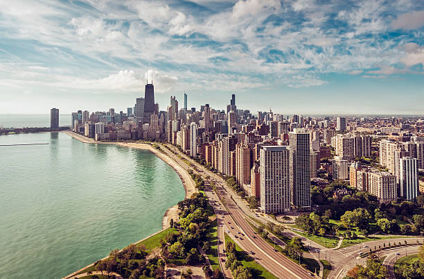 istock Chicago Skyline aerial view 533558220