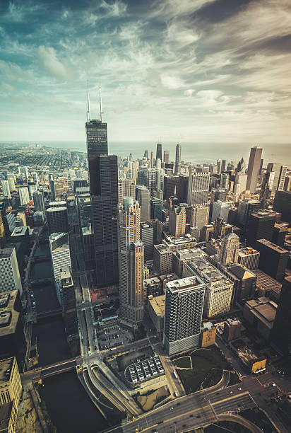 istock Chicago Skyline aerial view with downtown skyscrapers 533558426