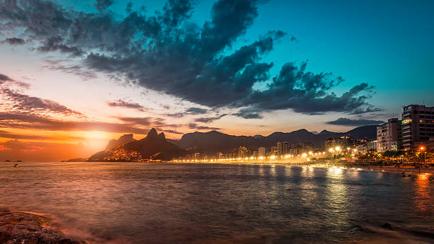 istock Sunset behind the mountains on Ipanema Beach, Rio de Janeiro 533558672